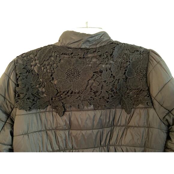 Blugirl Blumarine Puffer Jacket with Lace Overlay on Shoulders Size Small - Picture 5 of 8